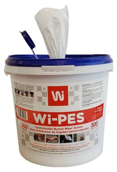 Seau distributeur de lingettes personnalisable, 300 lingettes/seau - Wipeco HX45W-B